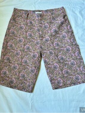 6397 Floral Paisley Print Brocade Bermuda Shorts Trouser Shorts size Medium